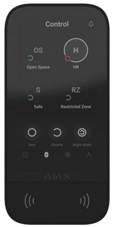 Клавіатура із сенсорним дисплеєм Ajax KeyPad TouchScreen, jeweller, бездротовий, чорний (000034513) | Фото 1