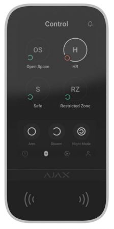 Клавіатура із сенсорним дисплеєм Ajax KeyPad TouchScreen, jeweller, бездротовий, білий (000034514) | Фото 1