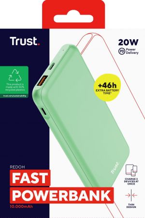 Портативний зарядний пристрій TRUST Redoh, 10000mAh 18W Green (25033_TRUST) Портативний зарядний пристрій TRUST Redoh, 10000mAh 18W Green (25033_TRUST) | Фото 3