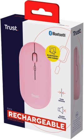 Миша TRUST Puck Rechargeable Ultra-Thin BT WL Silent Pink (24125_TRUST) Миша TRUST Puck Rechargeable Ultra-Thin BT WL Silent Pink (24125_TRUST) | Фото 7