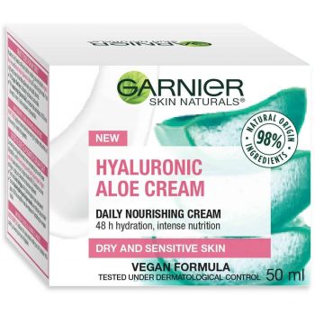 Купить крем для лица Гіалуроновий алое-крем Garnier Skin Naturals Для сухої та чутливої шкіри 50мл (3600542328647) | Фото 1
