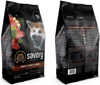 Корм для собак великих порід Savory зі свіжим м'ясом індички та ягняти 3кг(4820232630235) Корм для собак великих порід Savory зі свіжим м'ясом індички та ягняти 3кг(4820232630235) | Фото 3