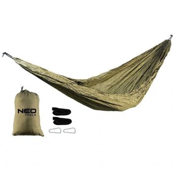 Neo Tools Гамак, до 200 кг, 330x140см, шнури, сумка для переноски, зелений (63-124) | Фото 1