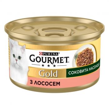 Вологий корм для котів Purina Gourmet Gold Соковита насолода з лососем 85 г (8445290823373) | Фото 1