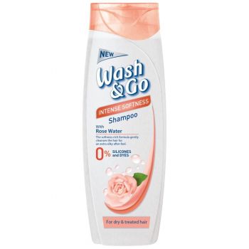Шампунь для сухого та пошкодженого волосся Wash&Go з рожевою водою 200мл (8008970051116) | Фото 1