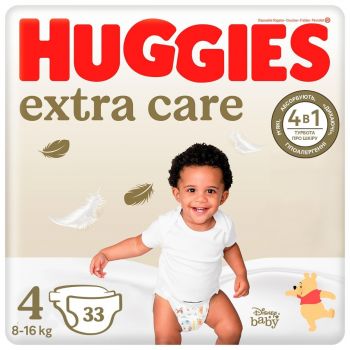 Підгузки HUGGIES Extra Care 4 8-16кг 33 шт (5029053583143) | Фото 1