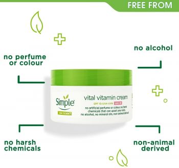 Крем денний вітамінний Simple Vital Vitamin Cream SPF15 Kind to Skin 50мл (8710447486337) Купить крем для лица Крем денний вітамінний Simple Vital Vitamin Cream SPF15 Kind to Skin 50мл (8710447486337) | Фото 3