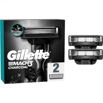 Змінні картриджі GILLETTE Mach 3 Деревне вугілля, 2 шт (8700216062664) | Фото 1