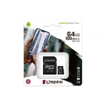 Карта пам'яті KINGSTON microSDXC 64GB Class 10 UHS-I R100MB/s + SD-адаптер (SDCS2/64GB) | Фото 3