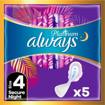 Прокладки гігієнічні Always Platinum Secure Night 5 шт | Фото 1