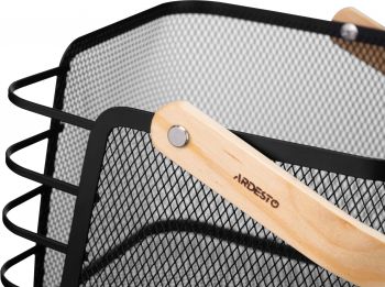 Кошик з ручкою Ardesto Midori 24х23.5х16.1см, метал, дерево, чорний (AR0923B) Кошик з ручкою Ardesto Midori 24х23.5х16.1см, метал, дерево, чорний (AR0923B) | Фото 3