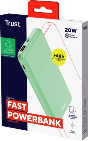 Портативний зарядний пристрій TRUST Redoh, 10000mAh 18W Green (25033_TRUST) Портативний зарядний пристрій TRUST Redoh, 10000mAh 18W Green (25033_TRUST) | Фото 4