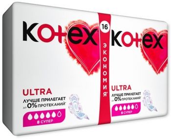 Гігієнічні прокладки Kotex Ultra Dry Super Duo 16 шт (5029053542652) Купить средство женской гигиены Гігієнічні прокладки Kotex Ultra Dry Super Duo 16 шт (5029053542652) | Фото 2