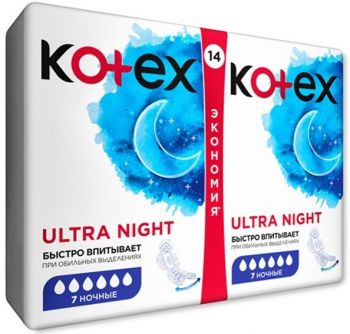 Гігієнічні прокладки Kotex Ultra Dry Night Duo 14 шт (5029053545226) | Фото 2