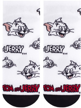 Шкарпетки дитячі Duna 38-40 1 пара біло-чорні з принтом Tom and Jerry (4823094650298) | Фото 5