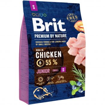 Сухий корм для цуценят та молодих собак дрібних порід Brit Premium Junior S зі смаком курки 3 кг (8595602526260) | Фото 1
