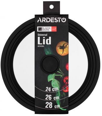 Кришка універсальна ARDESTO Black Mars Smart 24/26/28 см, скло, силікон (AR2428UL) | Фото 4