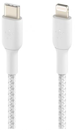 Кабель зарядки/синхронізації BELKIN USB-С > Lightning, 2м, плетений, White (CAA004BT2MWH) | Фото 3