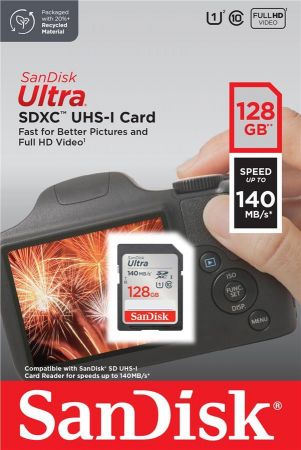 Карта пам'яті SANDISK SD 128GB C10 UHS-I R140MB/s Ultra (SDSDUNB-128G-GN6IN) | Фото 2
