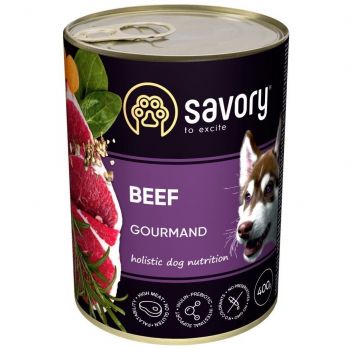 Вологий корм для дорослих собак Savory з яловичиною 400г (4820232630433) | Фото 1
