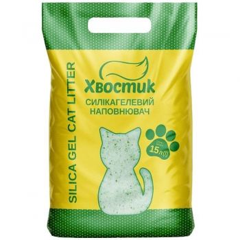 Наповнювач Хвостик силікагель дрібний з зеленими гранулами 15 л (4820224501642) | Фото 1