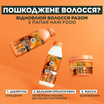 Шампунь Garnier Fructis відновлення для пошкодженого волосся папайя 350 мл (3600542290074) | Фото 2