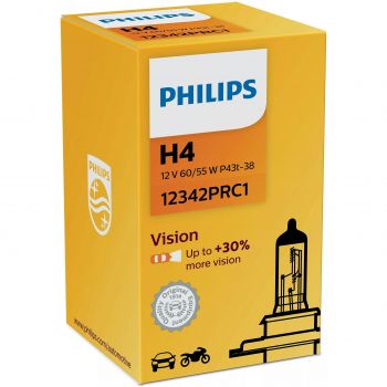 Купить автомобильную лампу Лампа Philips галогенова 12V H4 60/55W P43T-38 Vision +30% (PS_12342_PR_C1) | Фото 1