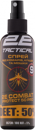 Спрей від комарів, кліщів та мошок 2E Combat Protect 50 Pro, 100 мл Спрей від комарів, кліщів та мошок 2E Combat Protect 50 Pro, 100 мл | Фото 2