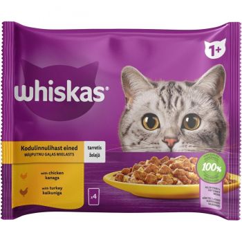 Вологий корм для котів WHISKAS курка, індичка в желе 4х85 г (4770608263676) | Фото 1