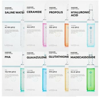 Заспокійлива маска для обличчя MISSHA Mascure Calming Solution Sheet Mask Guaiazulene 27 мл (8809581456617) | Фото 4