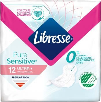 Купить средство женской гигиены Прокладки гігієнічні LIBRESSE Pure Sensitive Ultra Normal 12 шт (7322541161747) | Фото 1