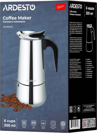 Гейзерна кавоварка ARDESTO Gemini Apuli, 6 чашок (AR0806SS) | Фото 6