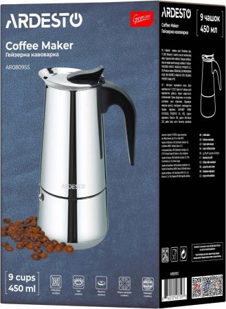 Гейзерна кавоварка ARDESTO Gemini Apulia, 9 чашок (AR0809SS) | Фото 6