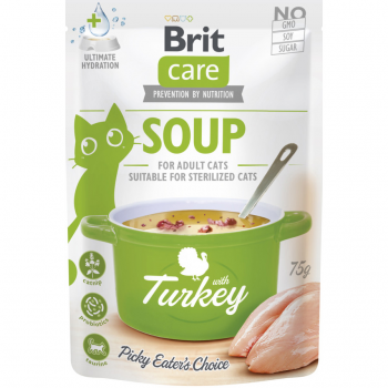 Вологий корм для котів Brit Care Суп з індичкою 75г (8595602569199) | Фото 1