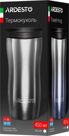 Термочашка ARDESTO Metallic 450 мл, чорна, нержавіюча сталь (AR2645BM) Термочашка ARDESTO Metallic 450 мл, чорна, нержавіюча сталь (AR2645BM) | Фото 4