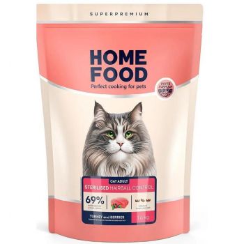 Сухий корм HOME FOOD Індичка та ягоди для виведення шерсті зі шлунку 1,6кг (4820235020873) | Фото 1