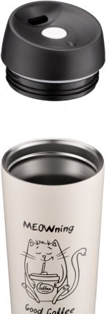 Термочашка ARDESTO Coffee Time Meowning 450 мл, бежева, нержавіюча сталь (AR2645WC) Термочашка ARDESTO Coffee Time Meowning 450 мл, бежева, нержавіюча сталь (AR2645WC) | Фото 3