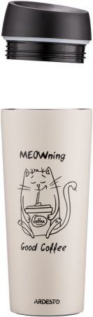 Термочашка ARDESTO Coffee Time Meowning 450 мл, бежева, нержавіюча сталь (AR2645WC) Термочашка ARDESTO Coffee Time Meowning 450 мл, бежева, нержавіюча сталь (AR2645WC) | Фото 2