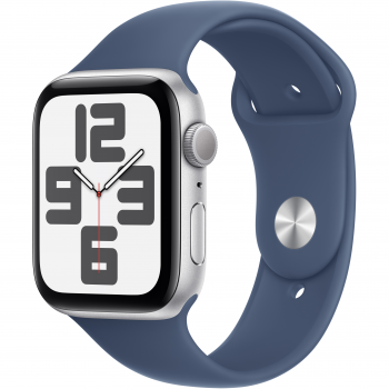 Смартгодинник APPLE Watch SE GPS 44mm Silver Aluminium Case with Denim Sport Band - S/M (2024) | Фото 1