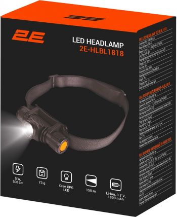 Ліхтар налобний 2E, 500 люмен, USB, 1800 мАг, 1х Cree XPG LED (2E-HLBL1818) Ліхтар налобний 2E, 500 люмен, USB, 1800 мАг, 1х Cree XPG LED (2E-HLBL1818) | Фото 7