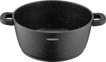 Каструля ARDESTO Gemini Anzio, скляна кришка, 24 см, чорний мармур, алюміній (AR2424GE) | Фото 3
