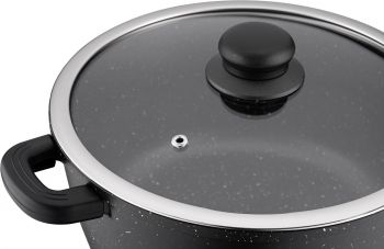 Каструля ARDESTO Gemini Anzio, скляна кришка, 24 см, чорний мармур, алюміній (AR2424GE) | Фото 4