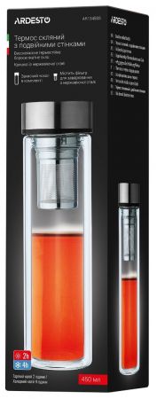Термос скляний з подвійними стінками ARDESTO, 450 мл, боросилікатне скло (AR1345SS) Термос скляний з подвійними стінками ARDESTO, 450 мл, боросилікатне скло (AR1345SS) | Фото 6