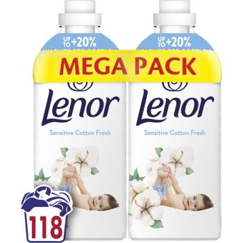 Кондиціонер для білизни LENOR для чутливої шкіри свіжість бавовни 2x1,239л (8700216880824) | Фото 1
