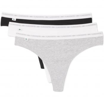 Жіночі труси-стрінги Lacoste 8F1341NUA M 3 шт. білі/чорні/сірі (8F1341NUATM) | Фото 1