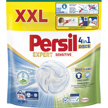 Купить стиральное средство Капсули для прання Persil 4in1 Discs Expert Sensitive Deep Clean 34 шт (9000101801804) | Фото 1