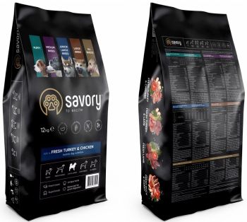 Сухий корм для цуценят великих порід Savory зі свіжим м'ясом індички та курки 12кг (4820232630211) | Фото 2