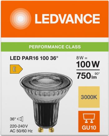 Лампа LEDVANCE GU10 8Вт 3000K 750Лм MR16 димується (4099854234941) | Фото 4