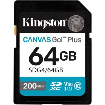 Карта пам'яті KINGSTON SD  64GB C10 UHS-I U3 V30 R200MB/s (SDG4/64GB) | Фото 1