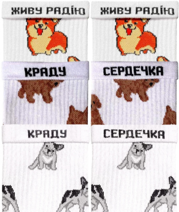 Набір шкарпеток NOSKAR Корги Мальтипу Французький Бульдог 36-40 3 пари білі | Фото 2